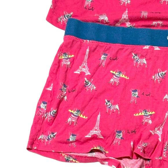 Dogs in Paris Pajama Set - Size L - Thumb Holes Long Sleeve Top with Shorts - Picture 3 of 15